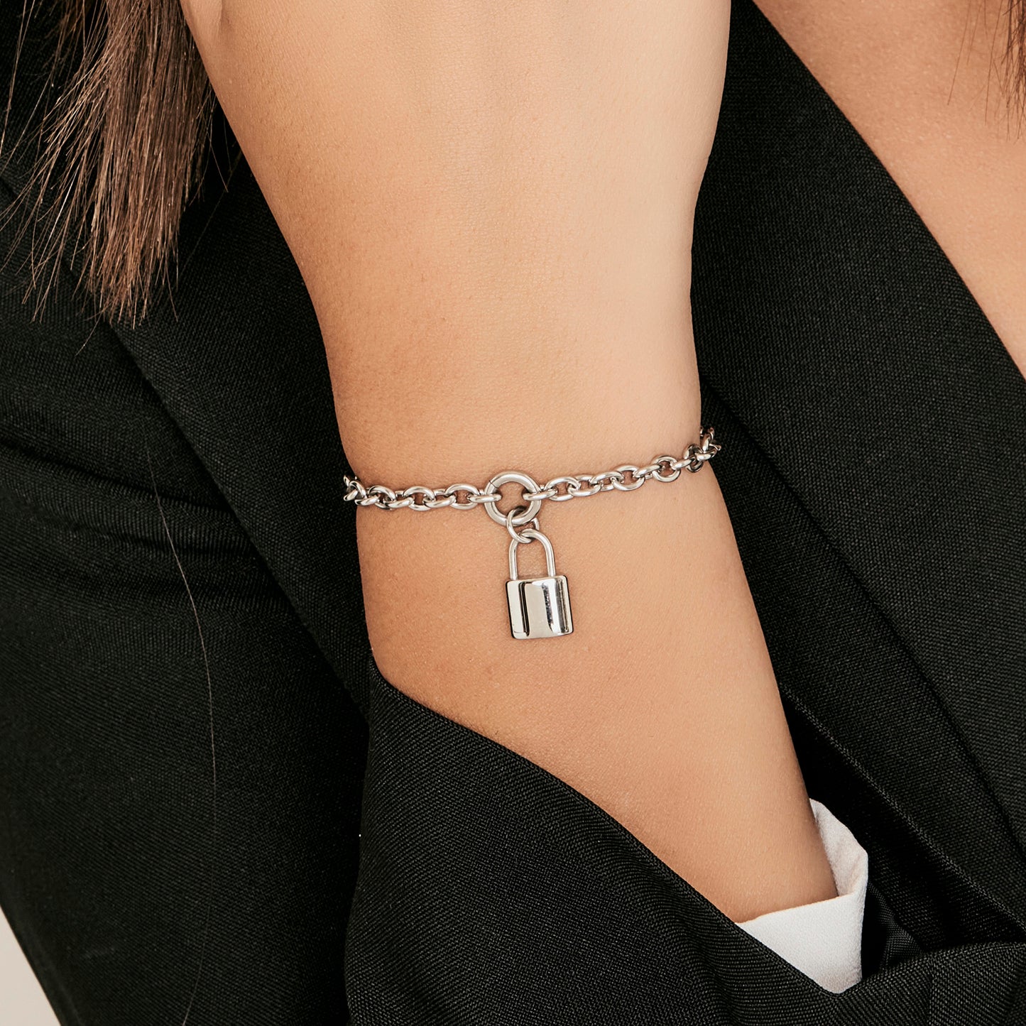 WOMEN'S STEEL BRACELET WITH PADLOCK