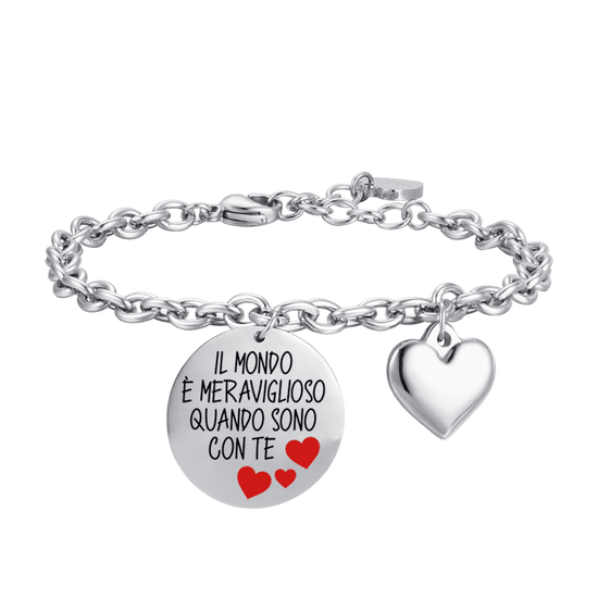 WOMEN STEEL BRACELET THE WORLD IS WONDERFUL WHEN I AM WITH YOU