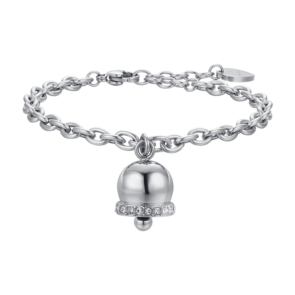 WOMEN'S STEEL BELL BRACELET WITH WHITE CRYSTALS