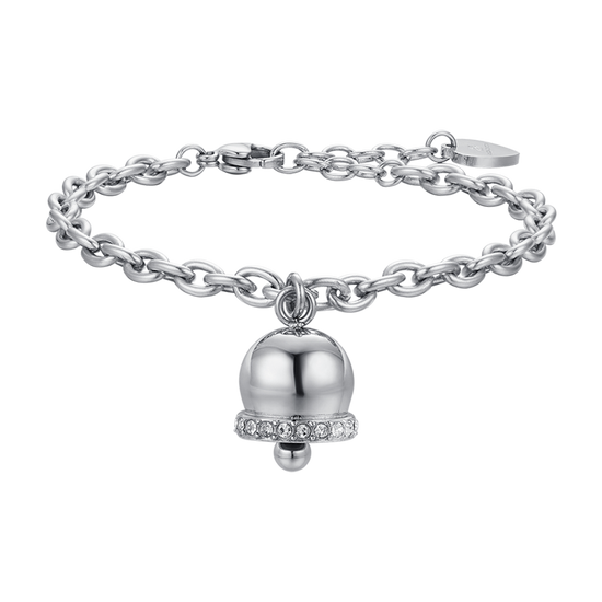 WOMEN'S STEEL BELL BRACELET WITH WHITE CRYSTALS