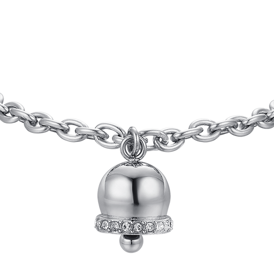 WOMEN'S STEEL BELL BRACELET WITH WHITE CRYSTALS