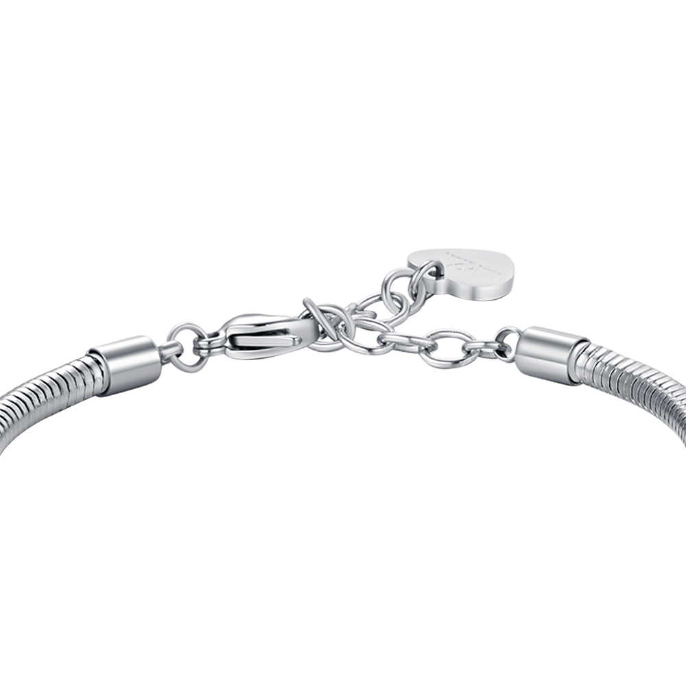 WOMEN'S STEEL SNAKE BRACELET WITH WHITE CRYSTALS