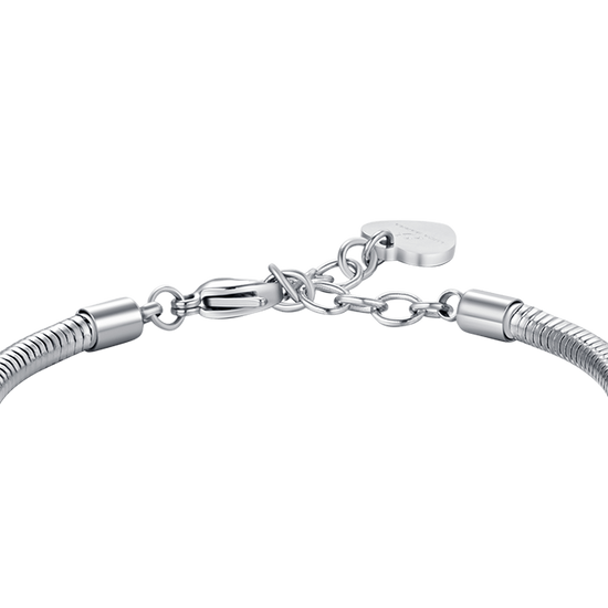 WOMEN'S STEEL SNAKE BRACELET WITH WHITE CRYSTALS