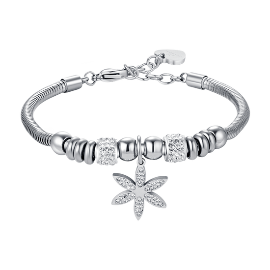 WOMAN'S BRACELET IN STEEL WITH LIFE FLOWER WITH WHITE CRYSTALS Luca Barra