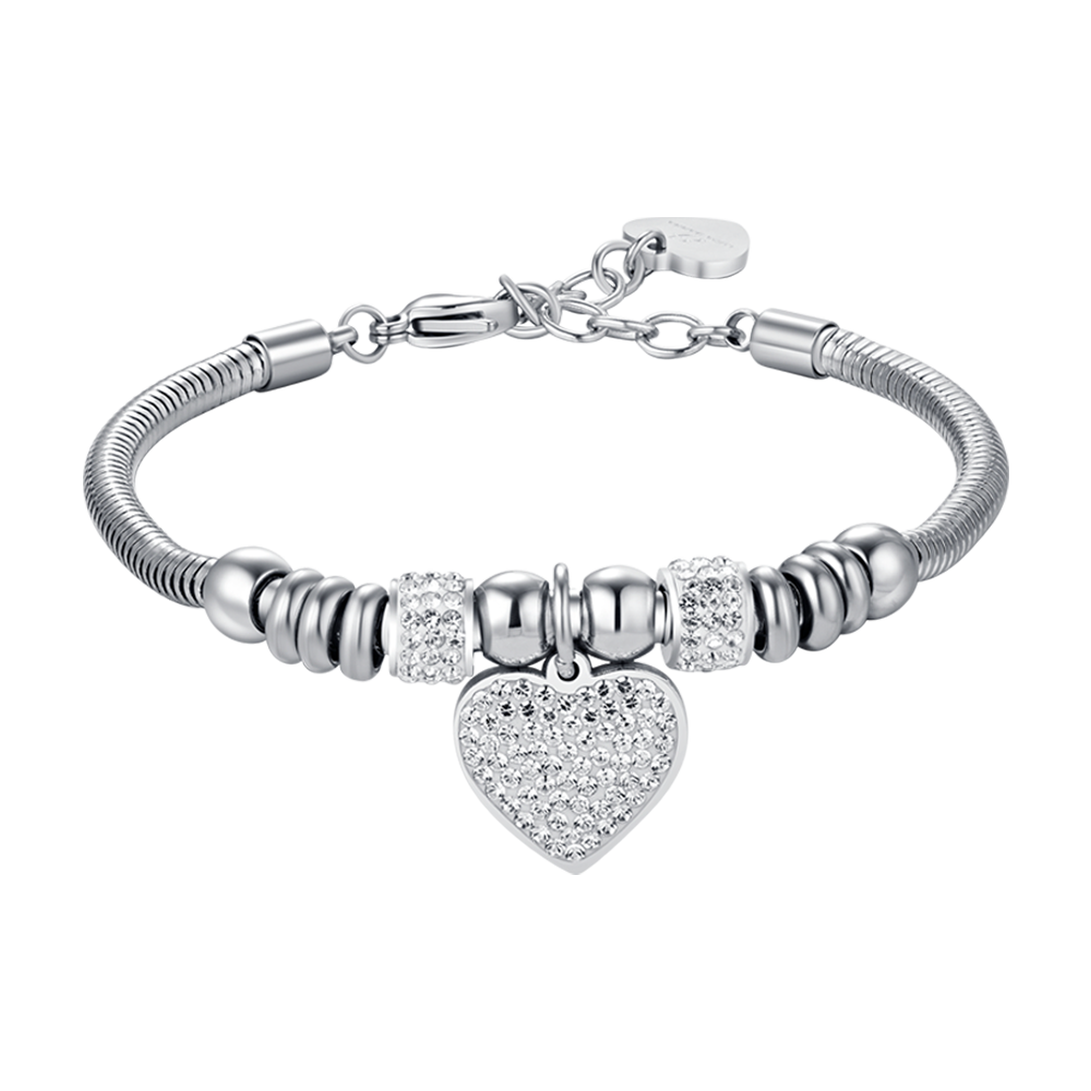 WOMAN'S BRACELET IN STEEL WITH HEART WITH WHITE CRYSTALS Luca Barra