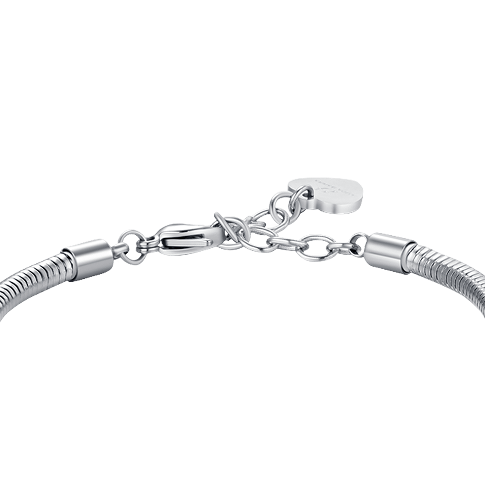 WOMEN'S STEEL CLOVERLEAF BRACELET WITH WHITE CRYSTALS