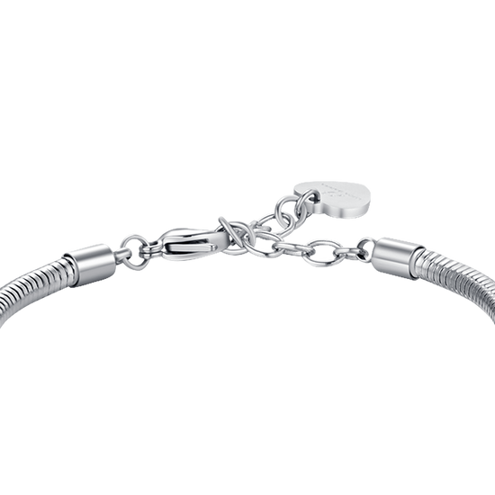 WOMEN'S STEEL CLOVERLEAF BRACELET WITH WHITE CRYSTALS