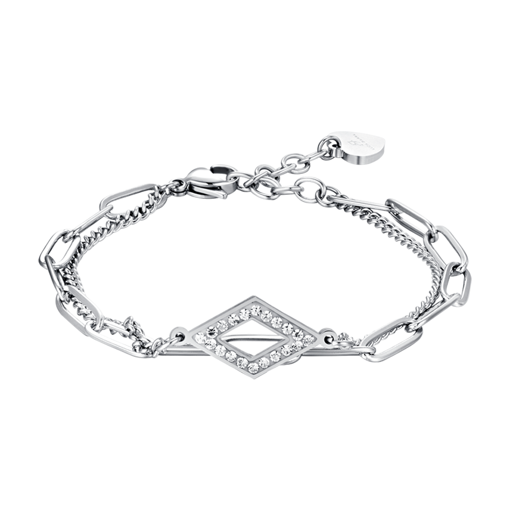 IP GOLD STEEL WOMEN'S BRACELET WITH WHITE CRYSTALS