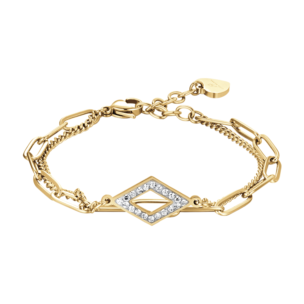 IP GOLD STEEL WOMEN'S BRACELET WITH WHITE CRYSTALS