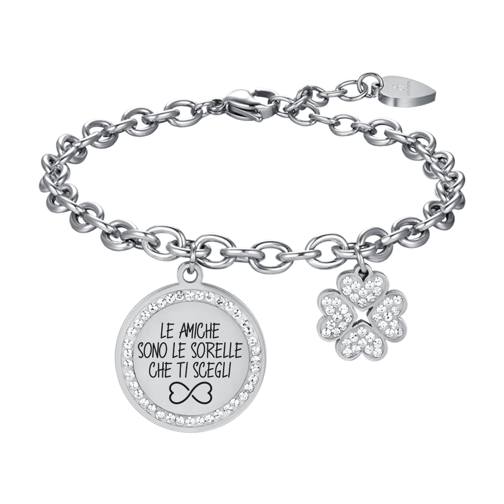 WOMAN'S BRACELET IN STEEL THE FRIENDS ARE THE SISTERS YOU CHOOSE WITH SMALLBITE Luca Barra