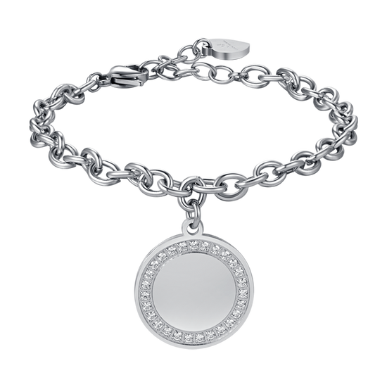 WOMEN'S STEEL BRACELET WITH WHITE CRYSTALS