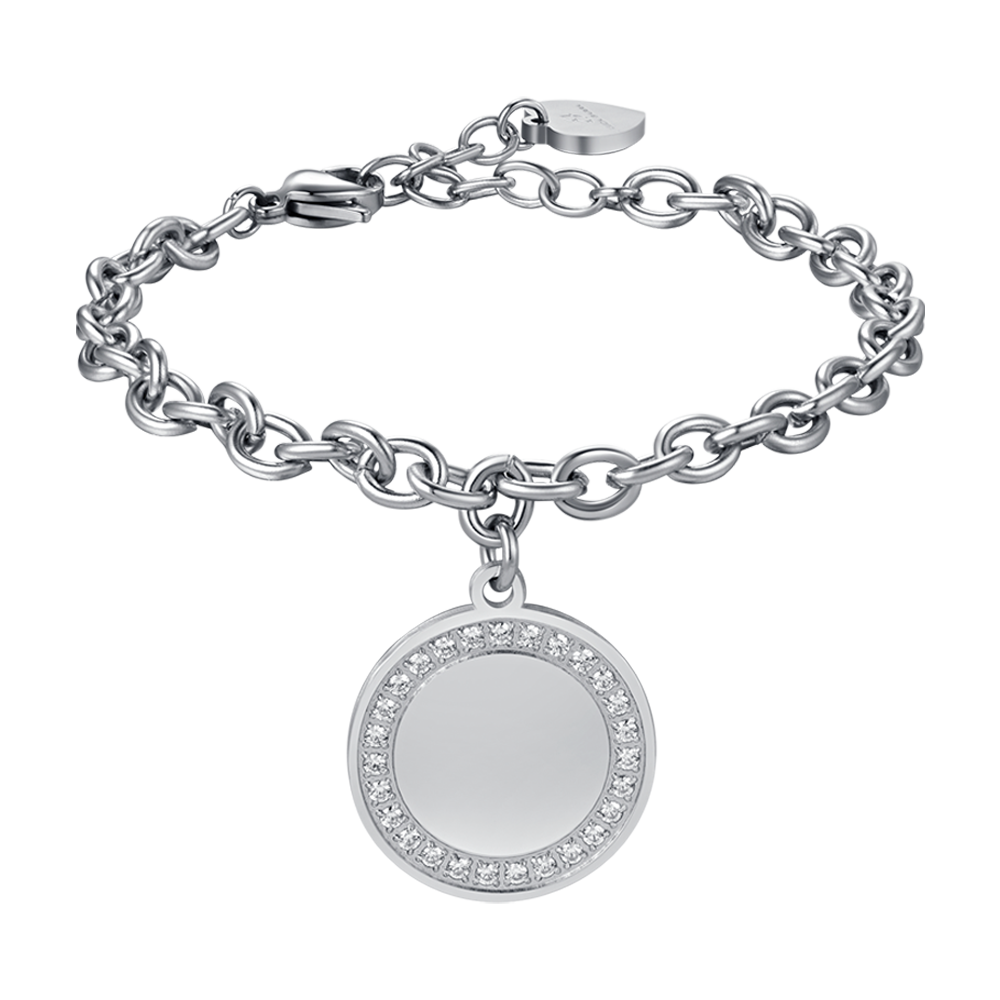 WOMEN'S STEEL BRACELET WITH WHITE CRYSTALS