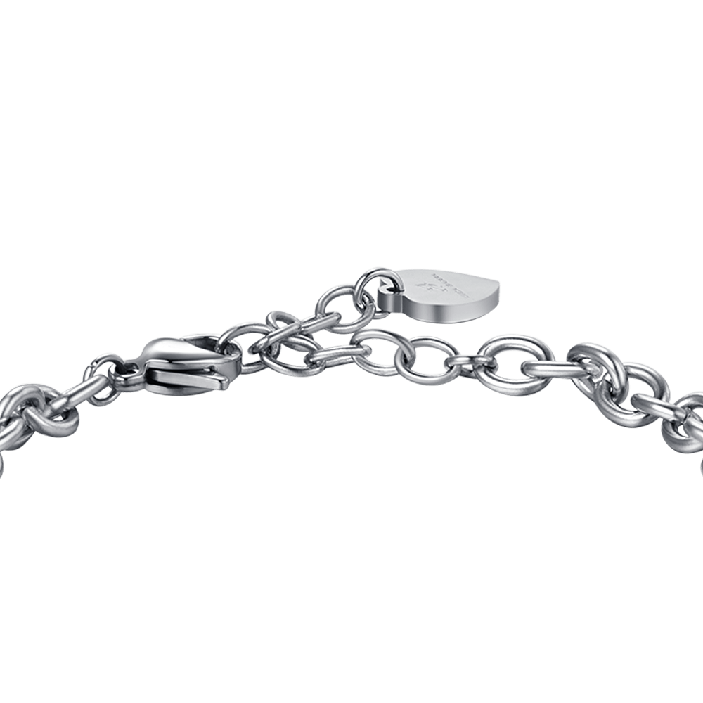 WOMEN'S STEEL HEART BRACELET WITH WHITE CRYSTALS