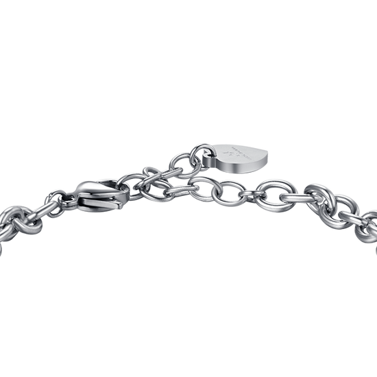 WOMEN'S STEEL HEART BRACELET WITH WHITE CRYSTALS