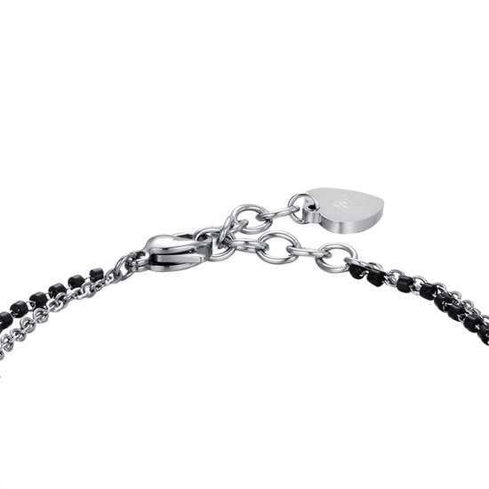 WOMEN'S STEEL BRACELET WITH STARS, BLACK IP ELEMENTS AND WHITE CRYSTAL