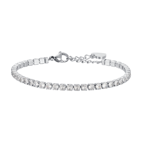 WOMEN'S STEEL TENNIS BRACELET WITH 4MM WHITE CRYSTALS