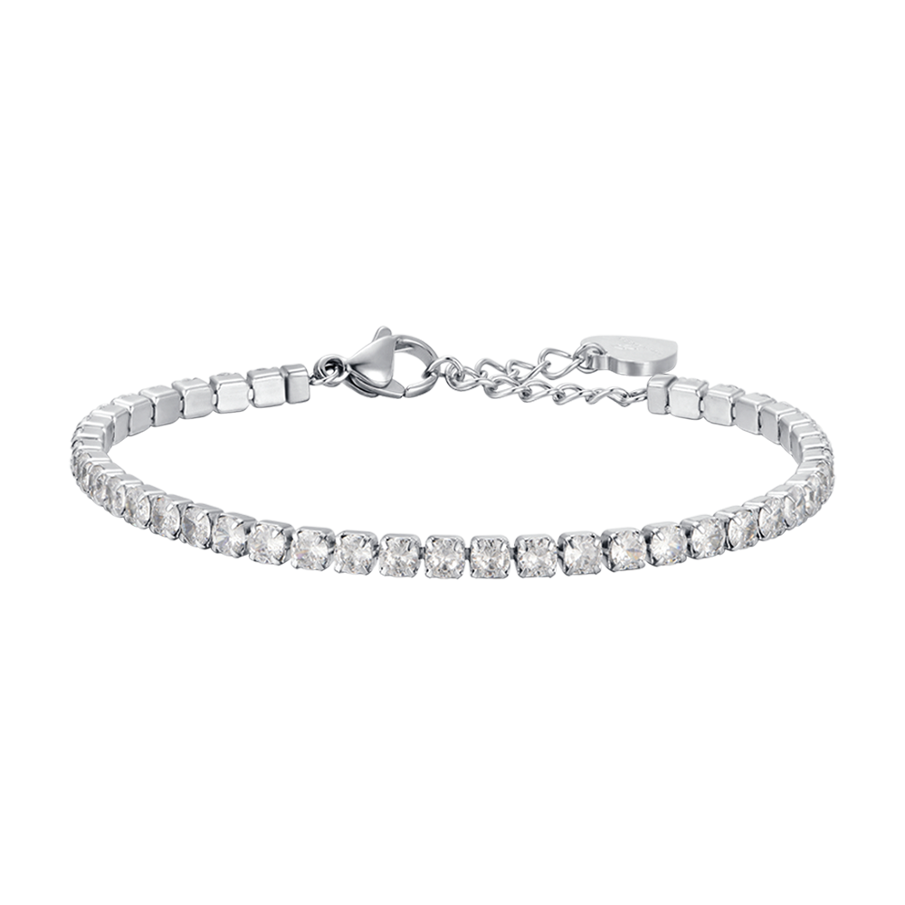 WOMEN'S STEEL TENNIS BRACELET WITH 4MM WHITE CRYSTALS