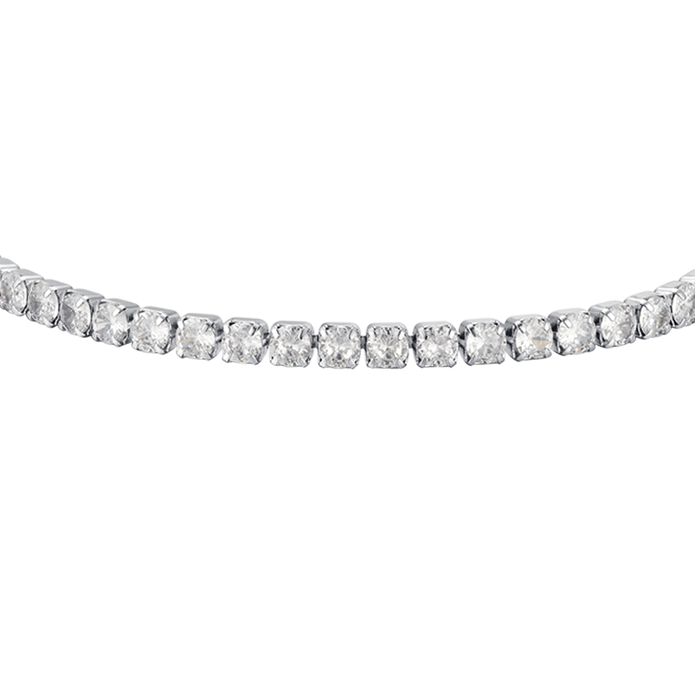 WOMEN'S STEEL TENNIS BRACELET WITH 4MM WHITE CRYSTALS