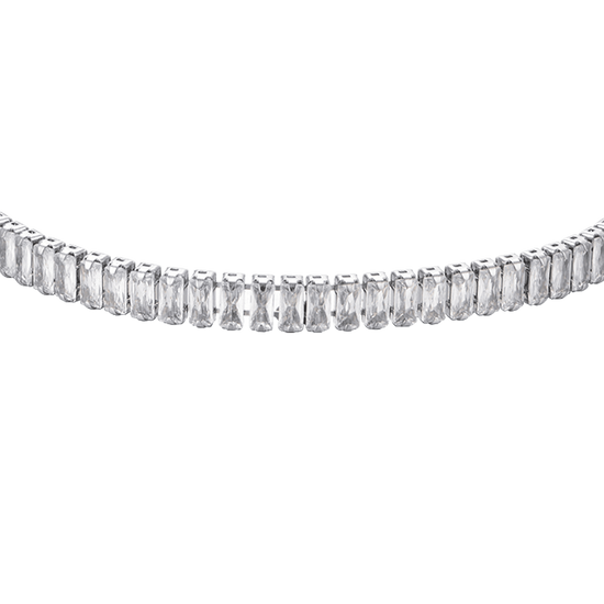 WOMEN'S STEEL TENNIS BRACELET WITH WHITE BAGUETTE CRYSTALS