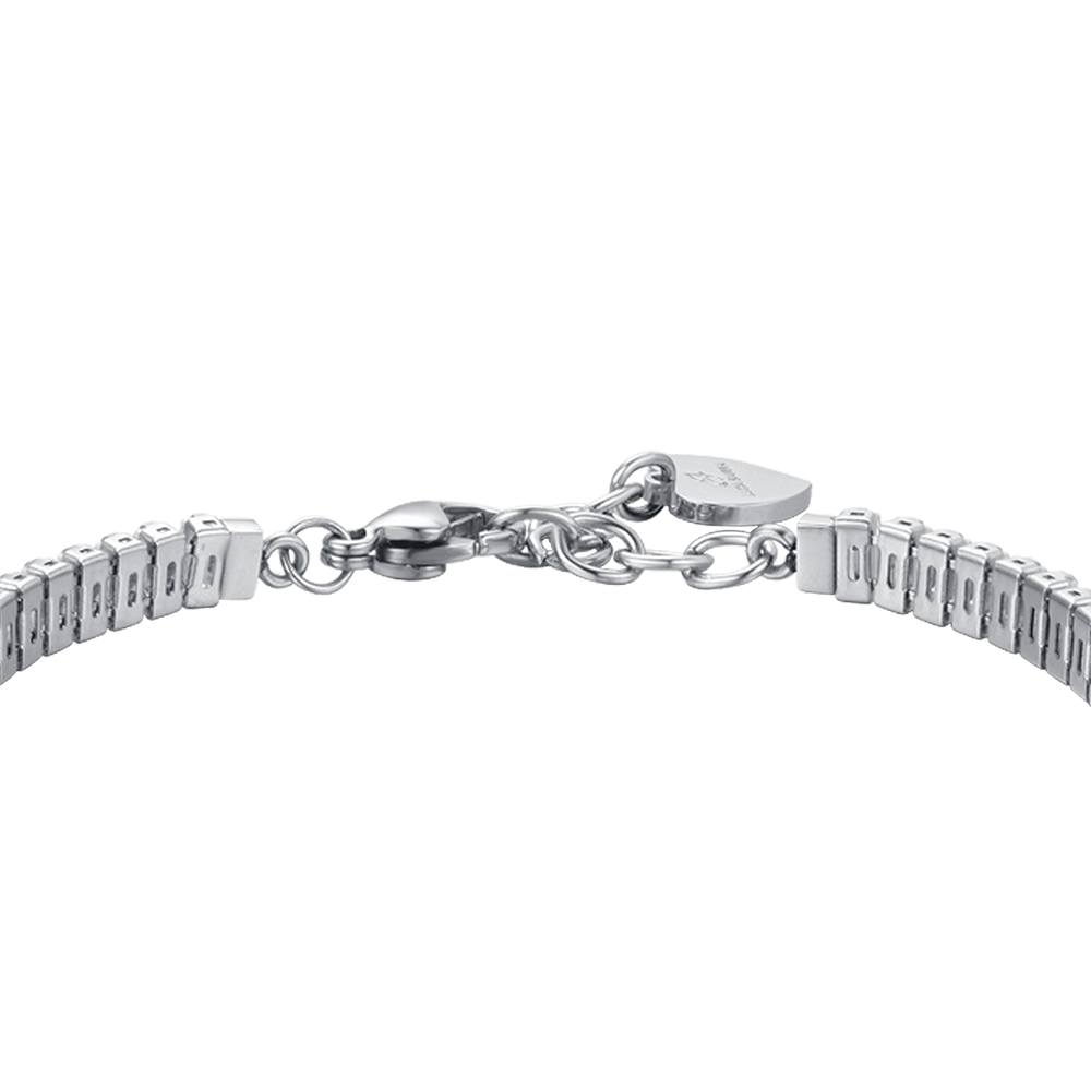 WOMEN'S STEEL TENNIS BRACELET WITH WHITE BAGUETTE CRYSTALS