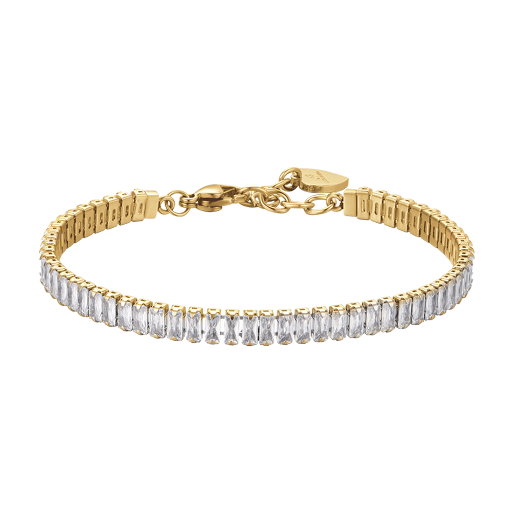 WOMEN'S STEEL TENNIS BRACELET WITH WHITE BAGUETTE CRYSTALS