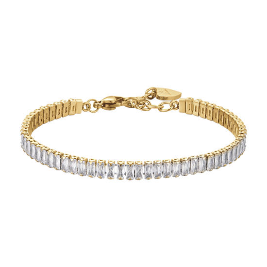 WOMEN'S STEEL TENNIS BRACELET WITH WHITE BAGUETTE CRYSTALS