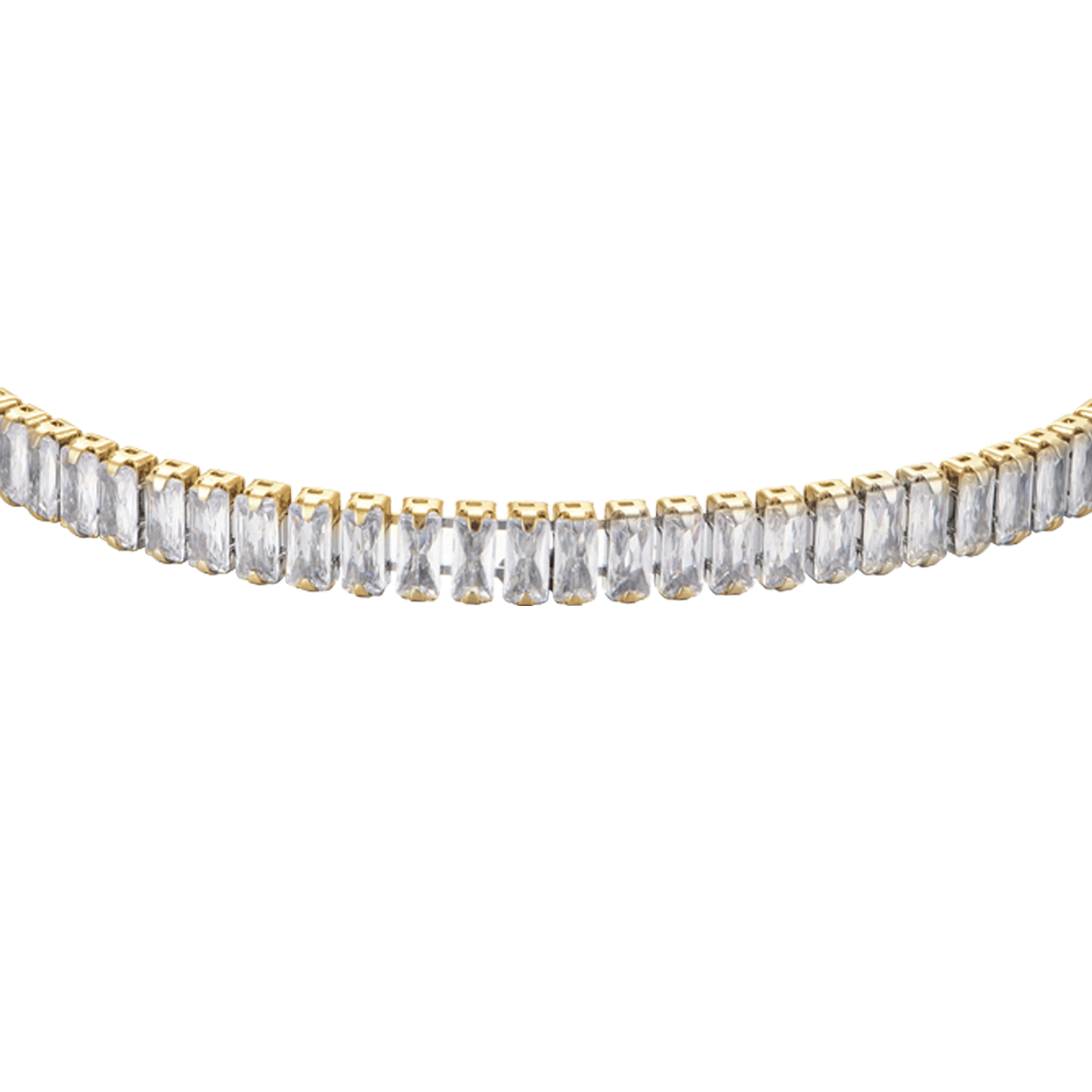 WOMEN'S STEEL TENNIS BRACELET WITH WHITE BAGUETTE CRYSTALS