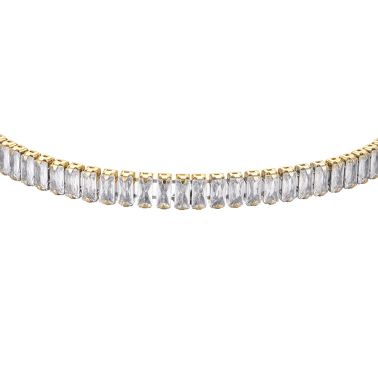 WOMEN'S STEEL TENNIS BRACELET WITH WHITE BAGUETTE CRYSTALS