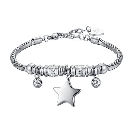 WOMEN'S STEEL BRACELET WITH STAR AND WHITE CRYSTALS