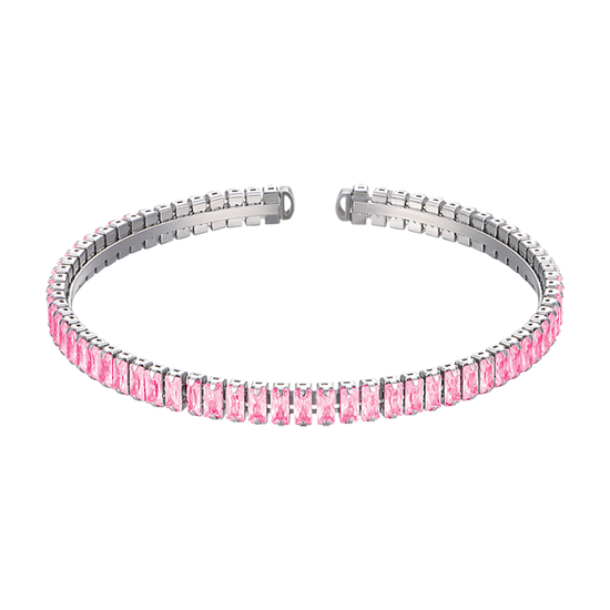 WOMEN'S STEEL BRACELET WITH PINK CRYSTALS