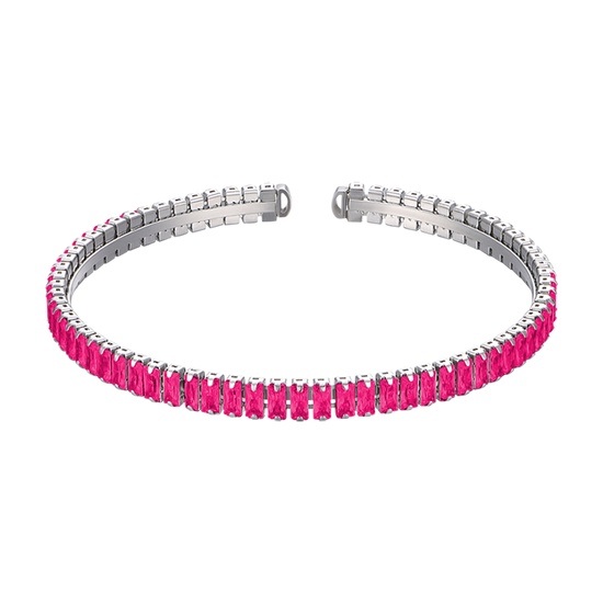 WOMEN'S STEEL BRACELET WITH FUCHSIA CRYSTALS