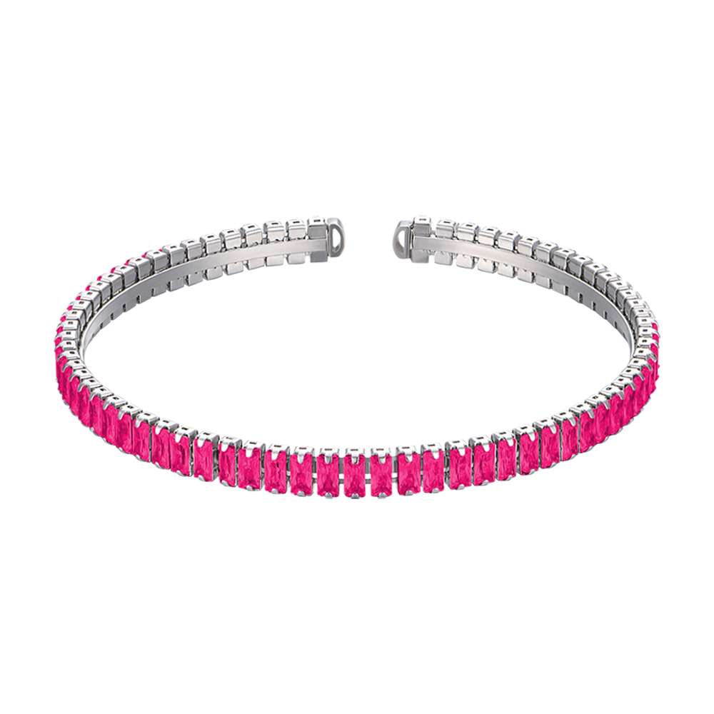 WOMEN'S STEEL BRACELET WITH FUCHSIA CRYSTALS