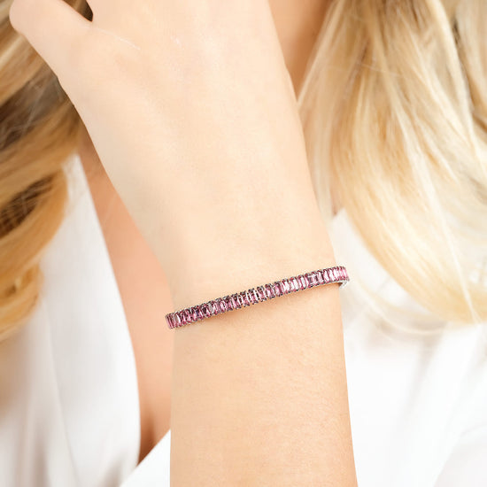 WOMEN'S STEEL BRACELET WITH FUCHSIA CRYSTALS