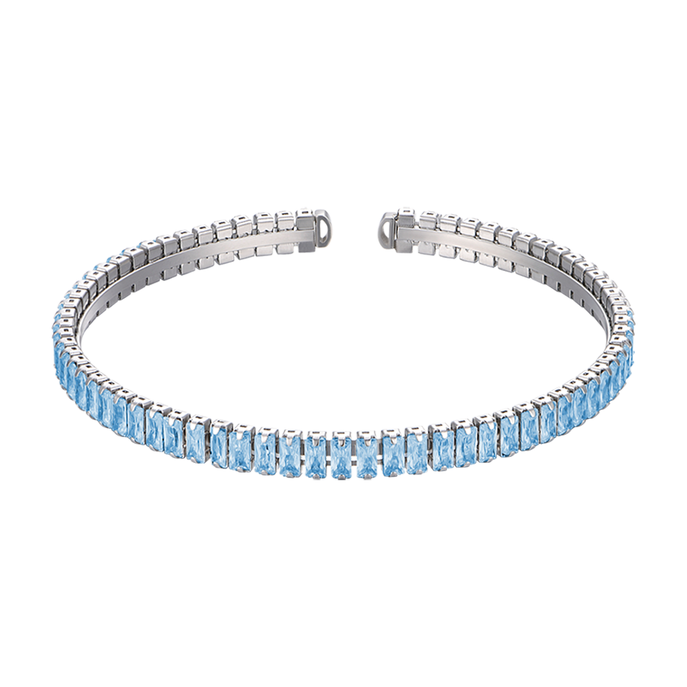 WOMEN'S STEEL BRACELET WITH BLUE CRYSTALS