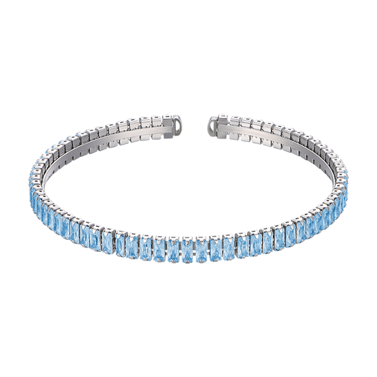 WOMEN'S STEEL BRACELET WITH BLUE CRYSTALS