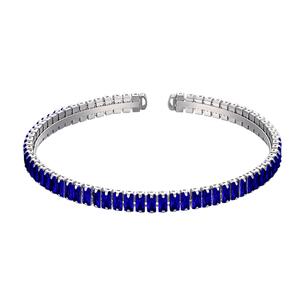 WOMEN'S STEEL BRACELET WITH BLUE CRYSTALS