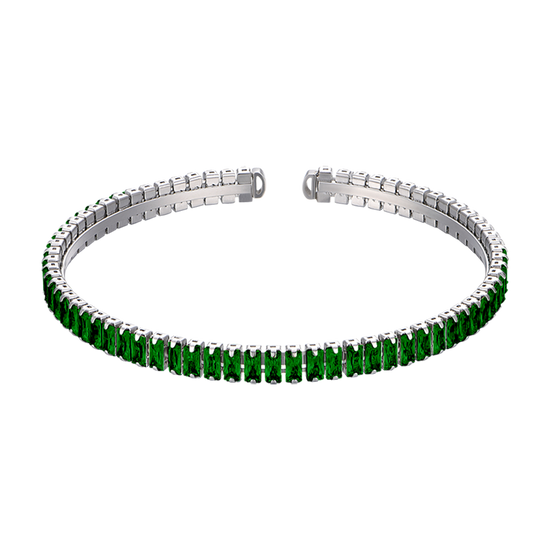 WOMEN'S STEEL BRACELET WITH GREEN CRYSTALS