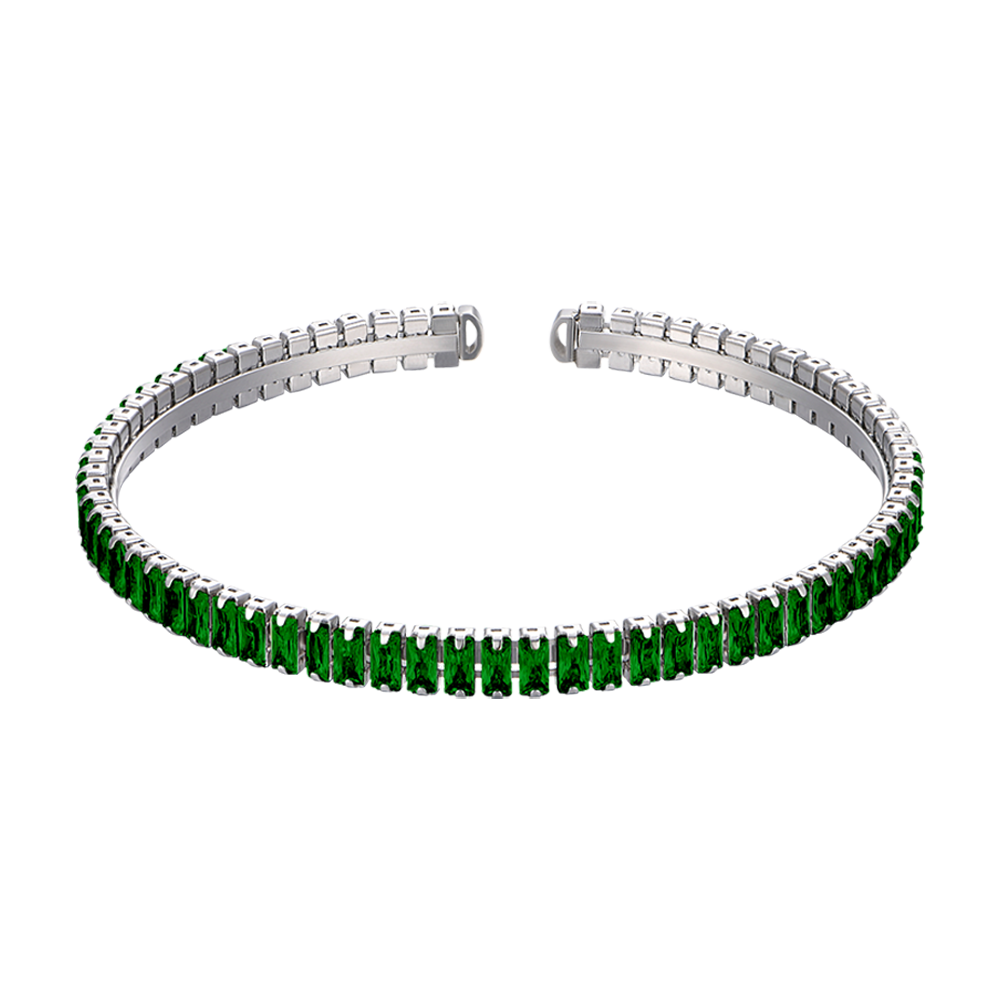 WOMEN'S STEEL BRACELET WITH GREEN CRYSTALS