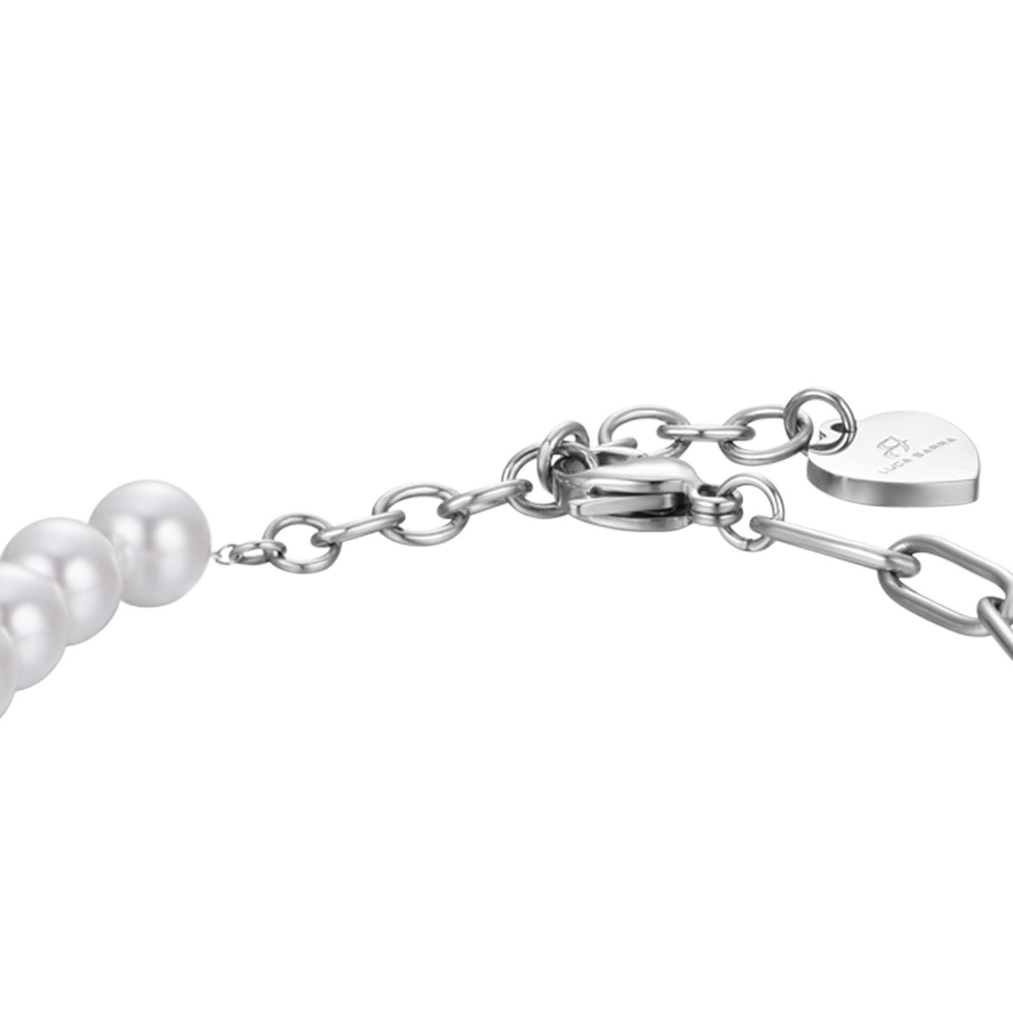 WOMEN'S STEEL BRACELET WITH WHITE PEARLS