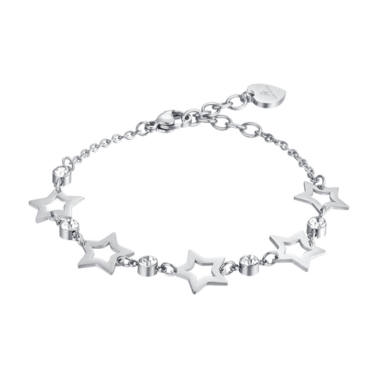 WOMEN'S STEEL BRACELET WITH OPENWORK STARS AND WHITE CRYSTALS