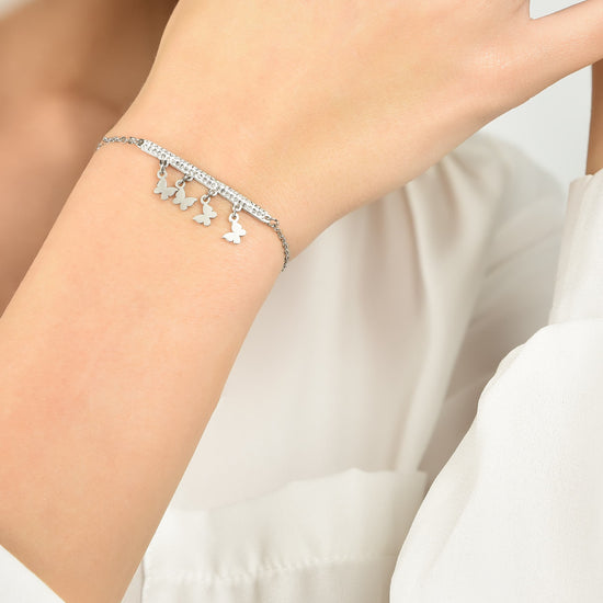 WOMEN'S STEEL BRACELET WITH BUTTERFLY CHARMS