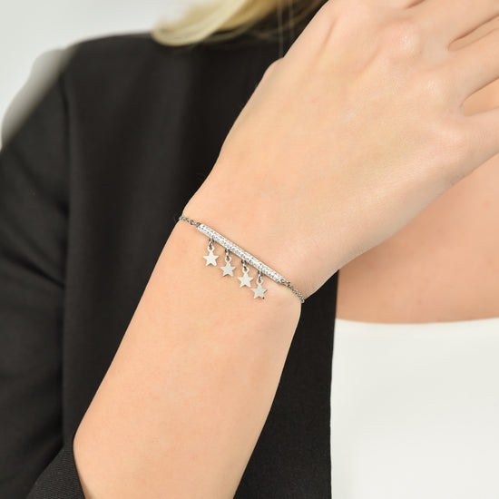 WOMEN'S STEEL BRACELET WITH STAR CHARMS