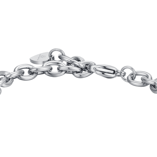 WOMEN'S STEEL BEAR BRACELET WITH WHITE CRYSTALS