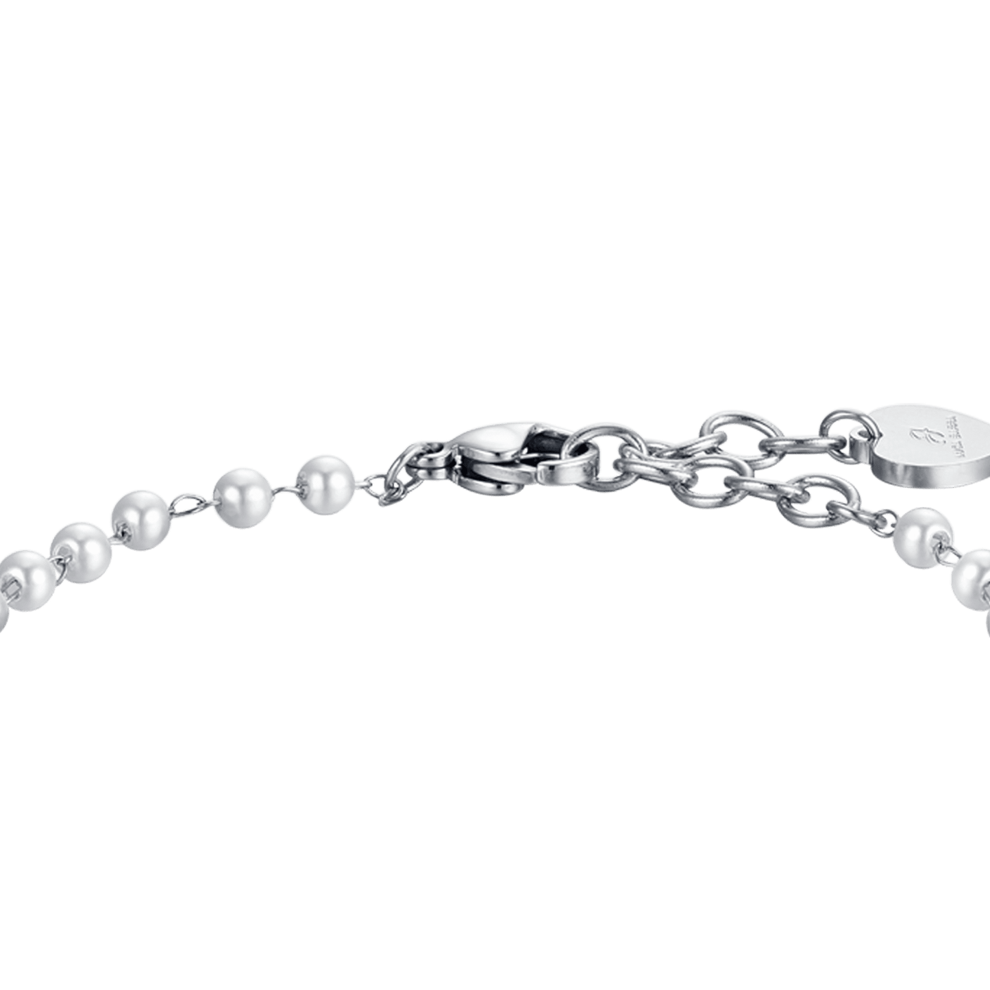 WOMEN'S STEEL BRACELET WITH WHITE PEARLS AND STARS