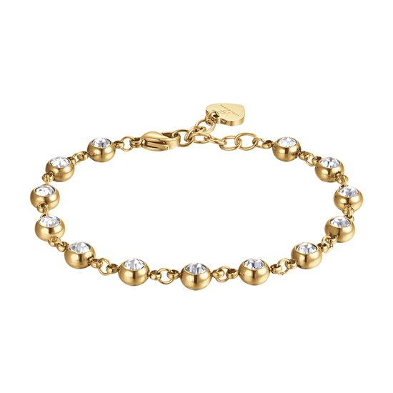 IP GOLD STEEL WOMEN'S BRACELET WITH WHITE CRYSTALS