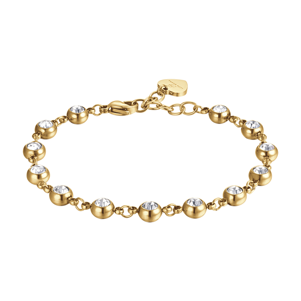 IP GOLD STEEL WOMEN'S BRACELET WITH WHITE CRYSTALS