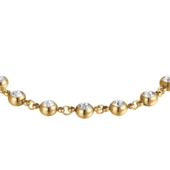 IP GOLD STEEL WOMEN'S BRACELET WITH WHITE CRYSTALS