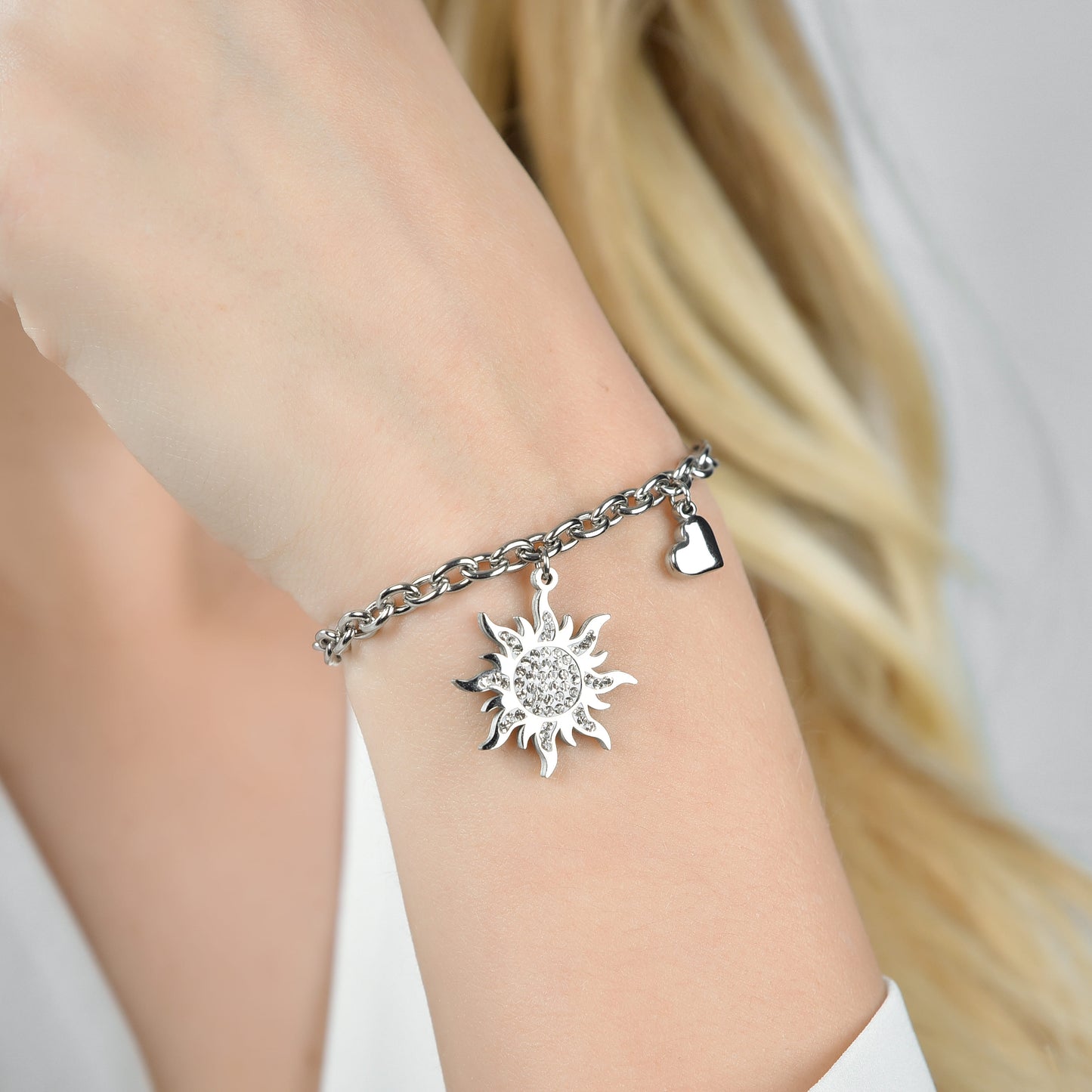 WOMAN'S BRACELET IN STAINLESS STEEL WITH SUNSET WITH WHITE CRYSTALS Luca Barra