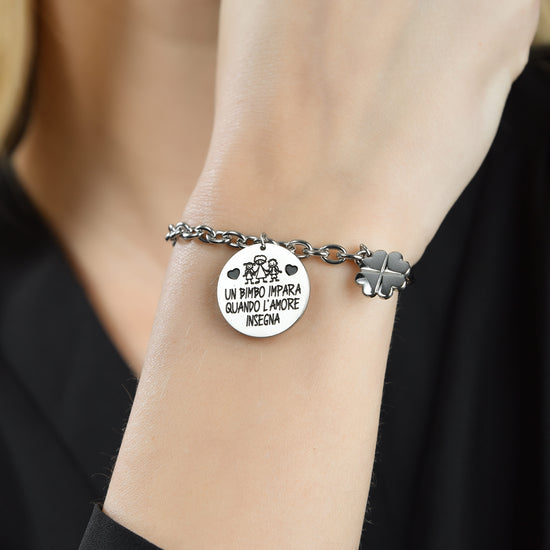 WOMEN STEEL BRACELET A CHILD LEARNS WHEN LOVE TEACHES