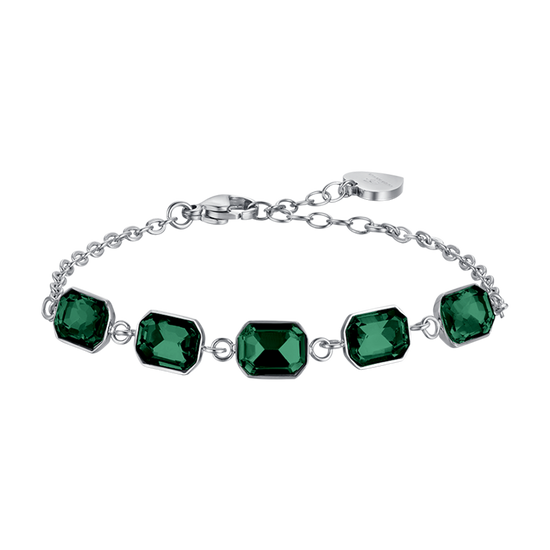 WOMEN'S STEEL BRACELET WITH GREEN CRYSTALS